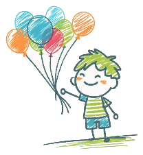 Ilustrasi anak dan balon